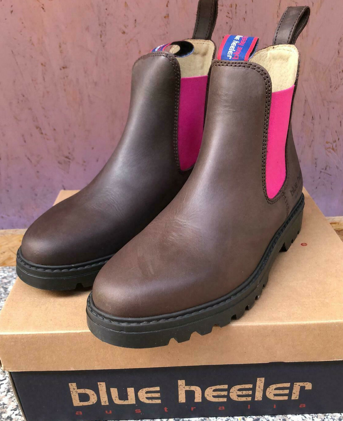 BLUE HEELER BLUE HEELER JACKAROO, BOOTS, STIEFELETTEN, CHELSEABOOTS, BRAUN / PINK , B-WARE