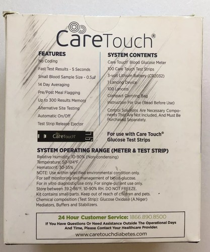 Care Touch Diabetes Kit: Blood Glucose Monitoring System New in Damaged Box