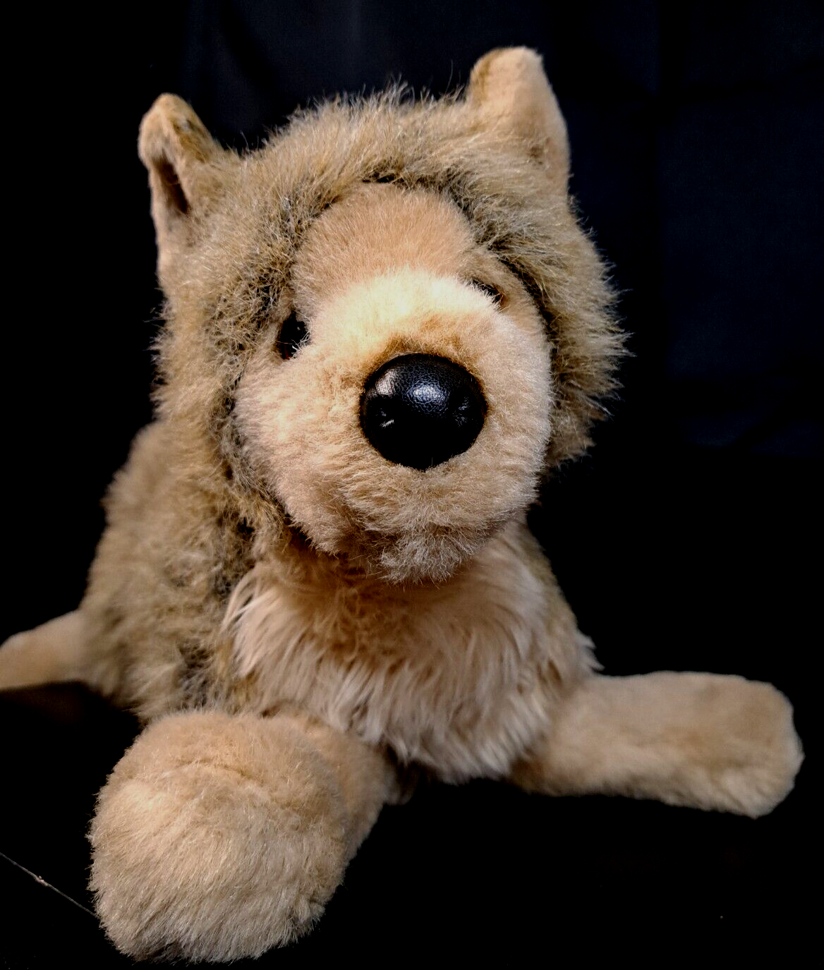 Realistic Wolf Pup Plush Stuffed Animal Brown Gray Dog 15