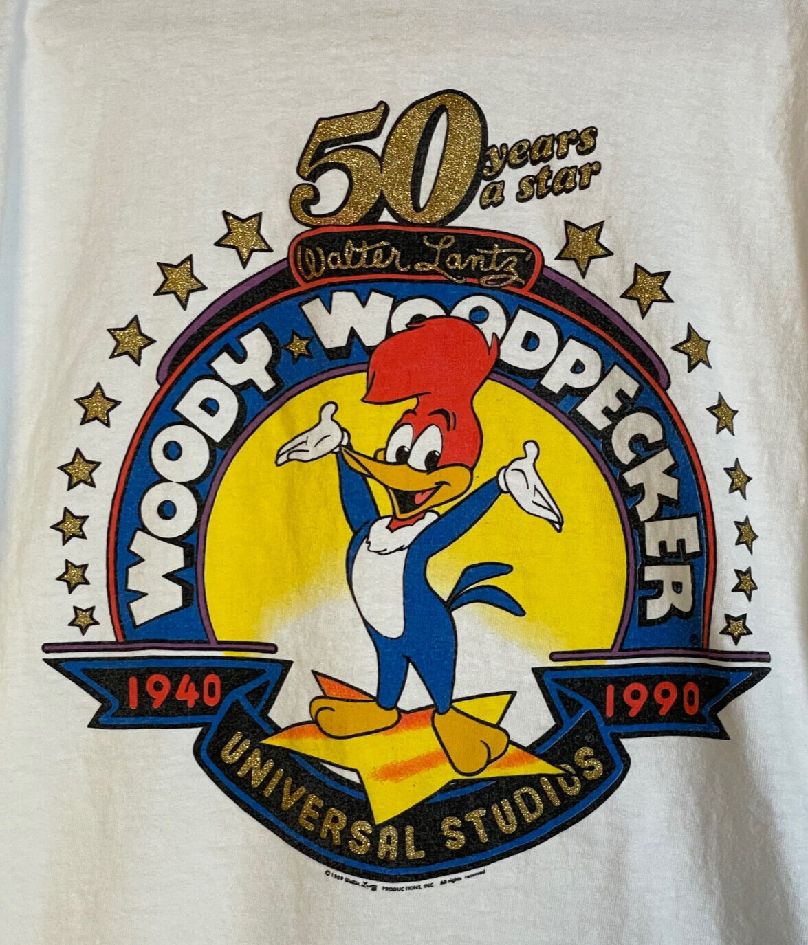 Vintage Woody Woodpecker T-Shirt 50 Years A Star Universal Vintage Woody Woodpecker T-Shirt 50 Years A Star Universal