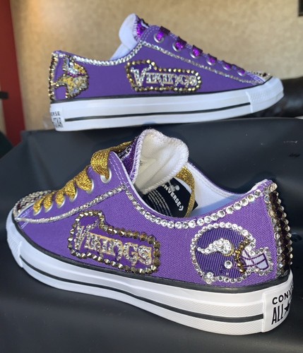 Pre-owned Converse Crystallized Minnesota  Bling-custom-made Any Team Any Sport Sz7-11 In Purple