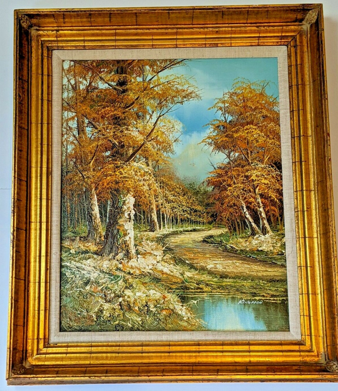 油彩画「Осеннее раздумье」 1946年 Kazonn O.A. EUGENE KINGMAN Original Oil Painting On Canvas Autumn
