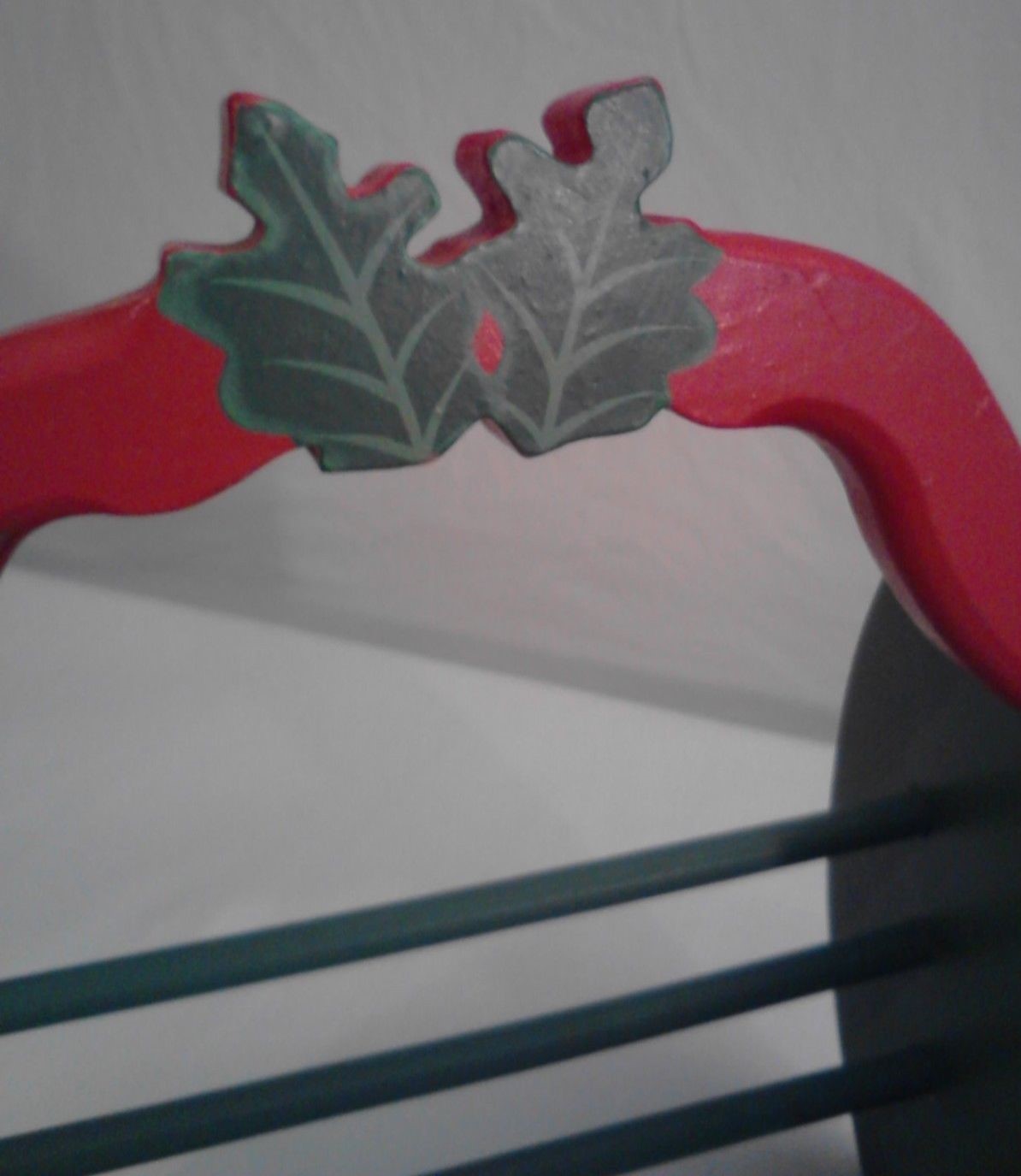 Vintage Wooden Watermelon Basket w/ Movable Handle/Green, Pink, Black & White