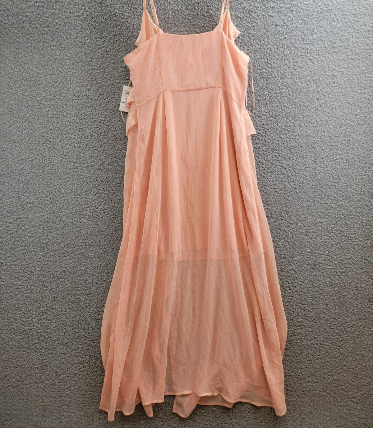 Bar III Trendy Plus Size Ruffled Chiffon Maxi Dress Women's 16W Warm Coral Sheer - Picture 9 of 15