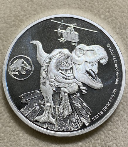 2022 Fiji Jurassic World BU 1 Oz .999 Silver Dinosaur T-Rex
