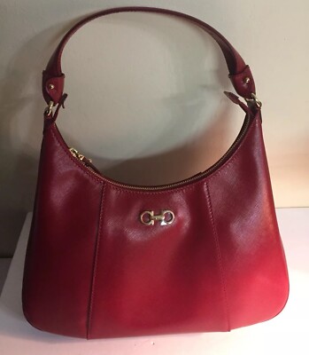 New Salvatore Ferragamo Red Leather Hobo Handbag $995