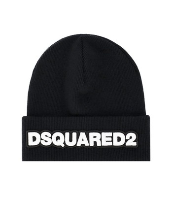 

Dsquared2 Черная шапка с белым логотипом унисекс, Черный, KNM0001-15040001-M063