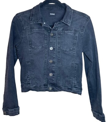 Hudson Women s jacket black denim Size Medium Chest Pockets Stretch