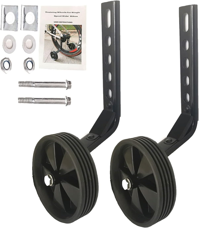Adjustable Bicycle Training Wheels Heavy Duty Rear with Stabilizers Mounted Kit