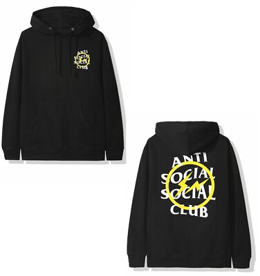 Anti Social Social Club x Fragment Yellow Bolt Hoodie Black
