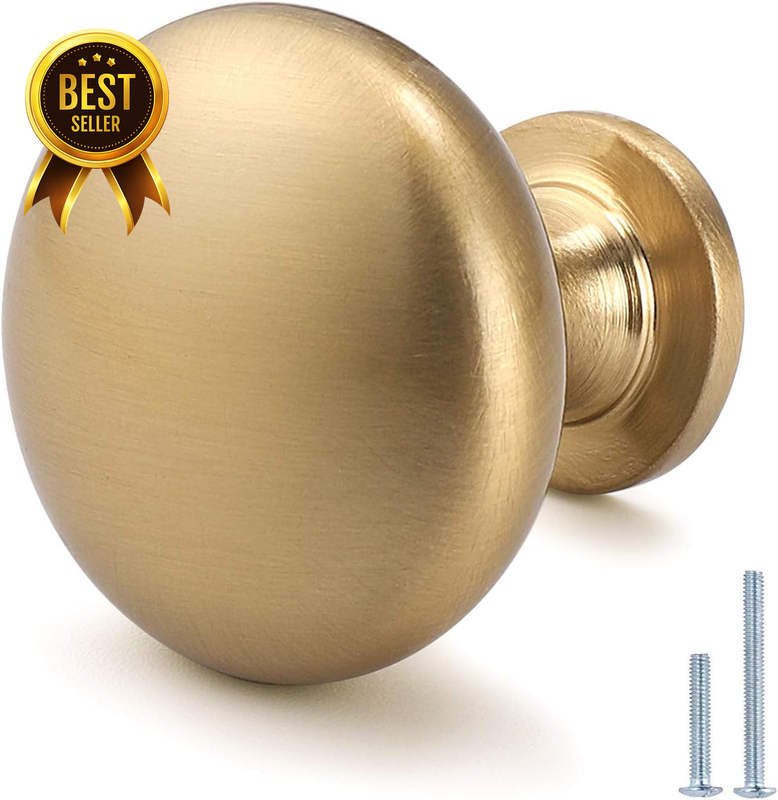 1-1/5-Inch 12-Pack Aged-Brass Solid-Gold Cabinet-Knobs