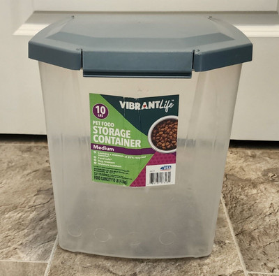 Vibrant life Pet Food Storage Container 10lbs Portable Plastic Snap Lid Bin