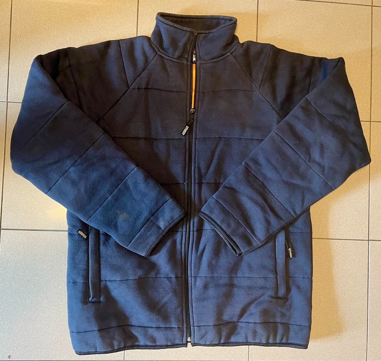 Vintage Early 2000s LONDON STUSSY Puffer Navy Jacket UK Used
