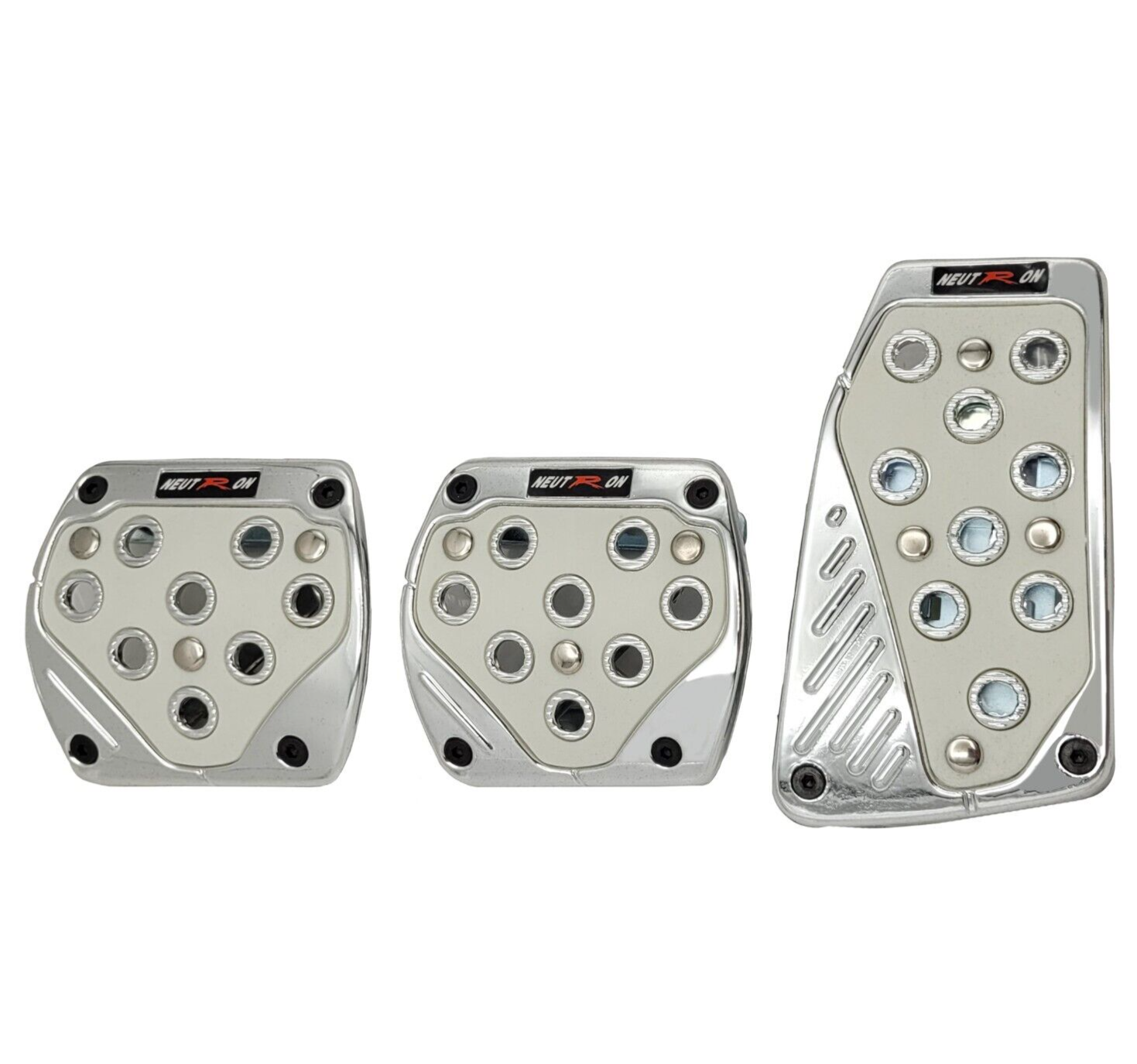 3 Pcs White Chrome Manual Car/Suv Brake Gas Foot Pedal Pads