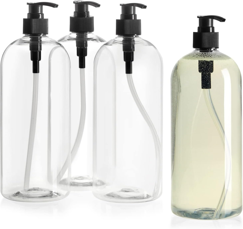 4 Pcs 32 Oz Large Refillable Shampoo and Conditioner Plastic Bottle with Pump 1