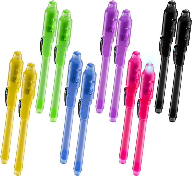 Invisible Disappearing Ink Pen Marker Secret Spy Message Writer with UV Light 12