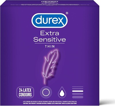 Durex Condom Extra Sensitive Natural Latex Condoms, 24 Count