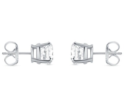 Pre-owned Shine Brite With A Diamond 2.75 Ct Round Earrings Studs Solid 14k White Gold Brilliant Cut Push Back Basket In White/colorless