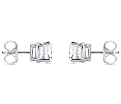 Pre-owned Shine Brite With A Diamond 4 Ct Round Earrings Studs Solid 950 Platinum Brilliant Cut Push Back Basket In White/colorless