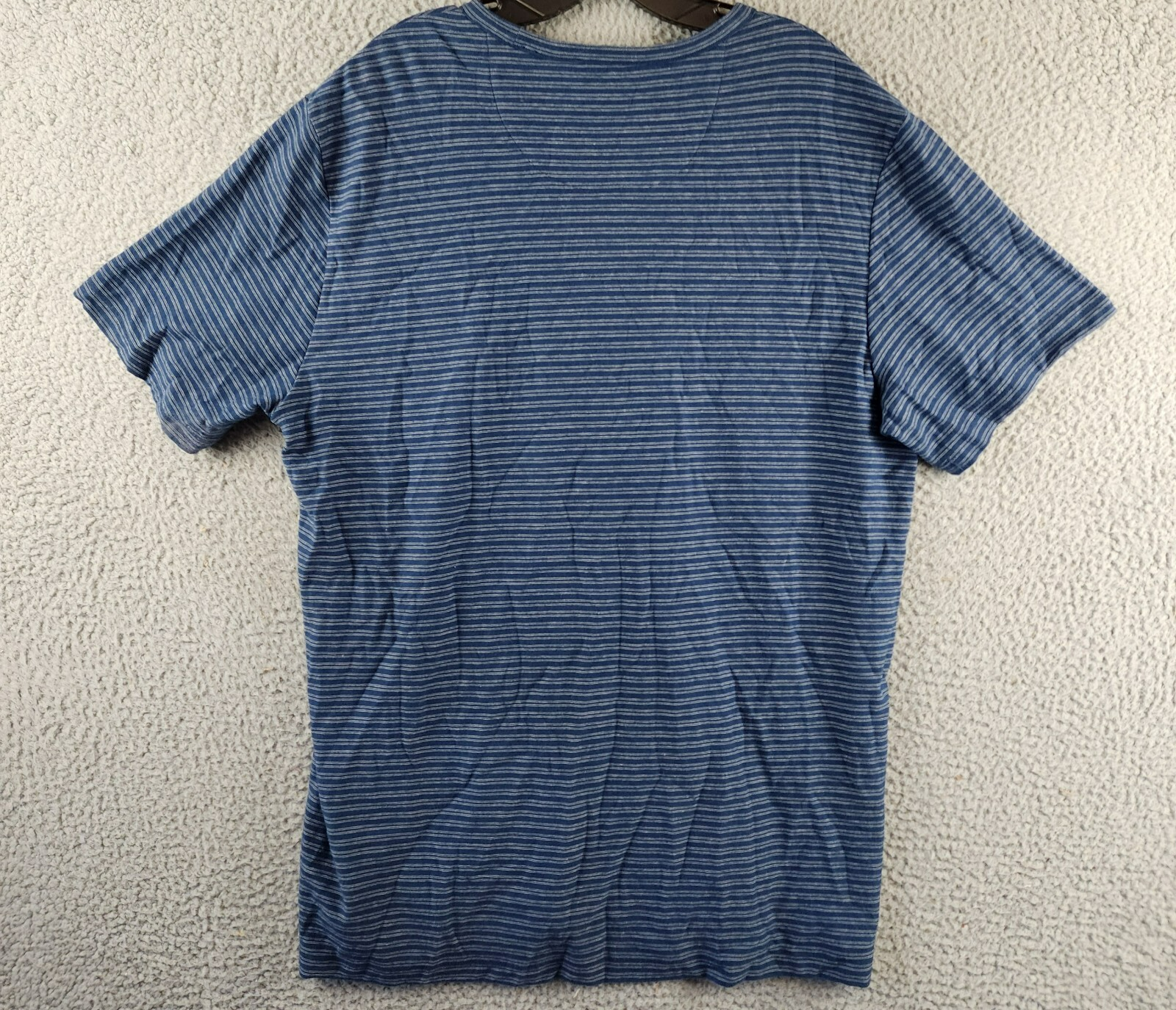 Vince Plaited Stripe Pima Cotton Crew Neck T-Shirt Men's XL Navy Short Sleeve - Picture 12 of 14