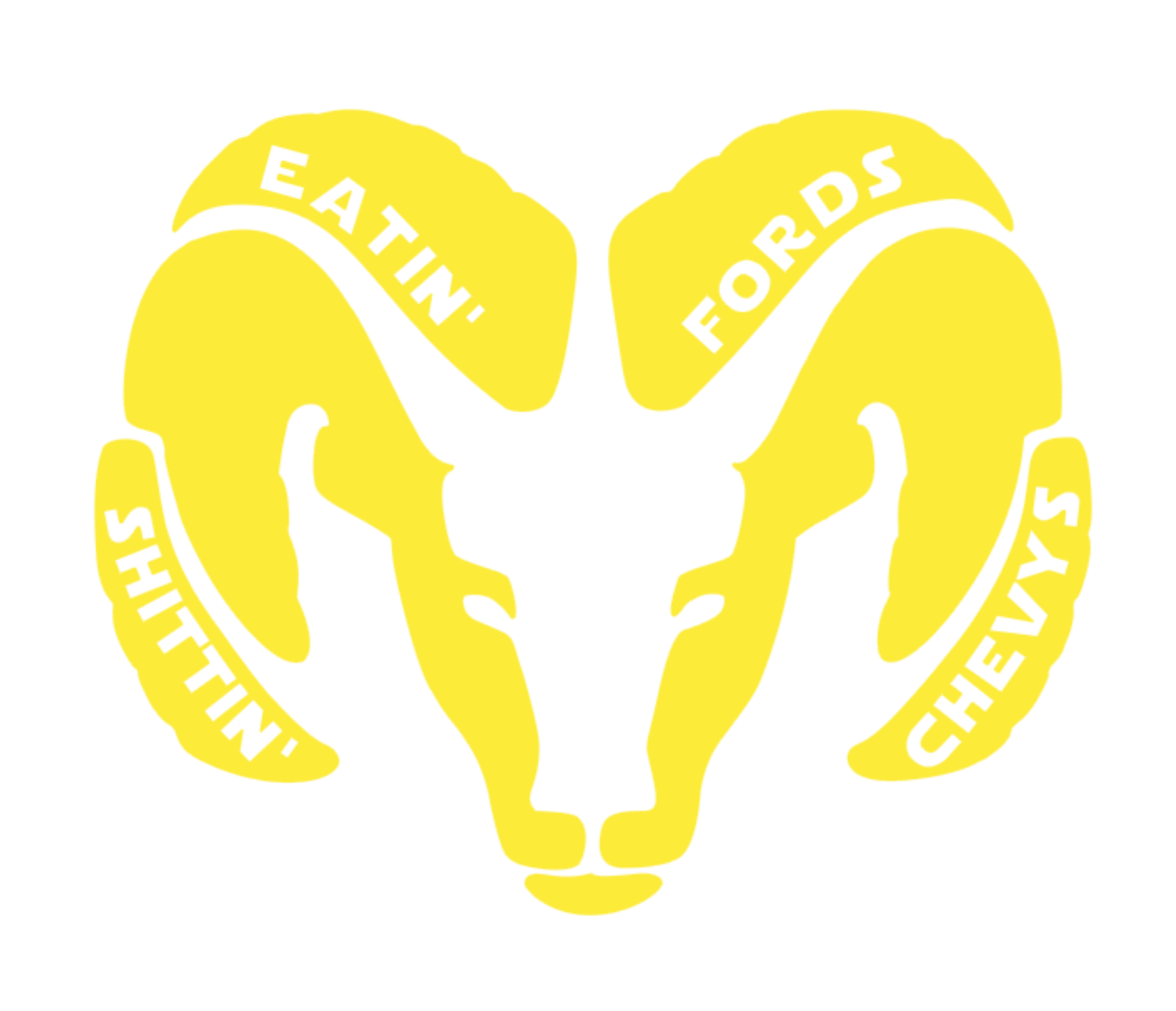 Eatin'/Eating Fords Shittin'/Shitting Chevys, Ram High Quality Vinyl Decal