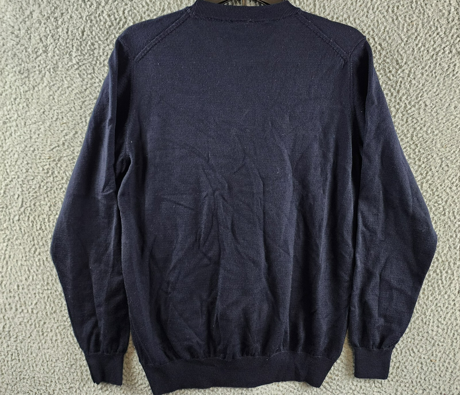 Joshua Sanders Pixel Wool Crewneck Sweater Men's L Navy Ribbed Pullover L/S - Picture 13 of 15