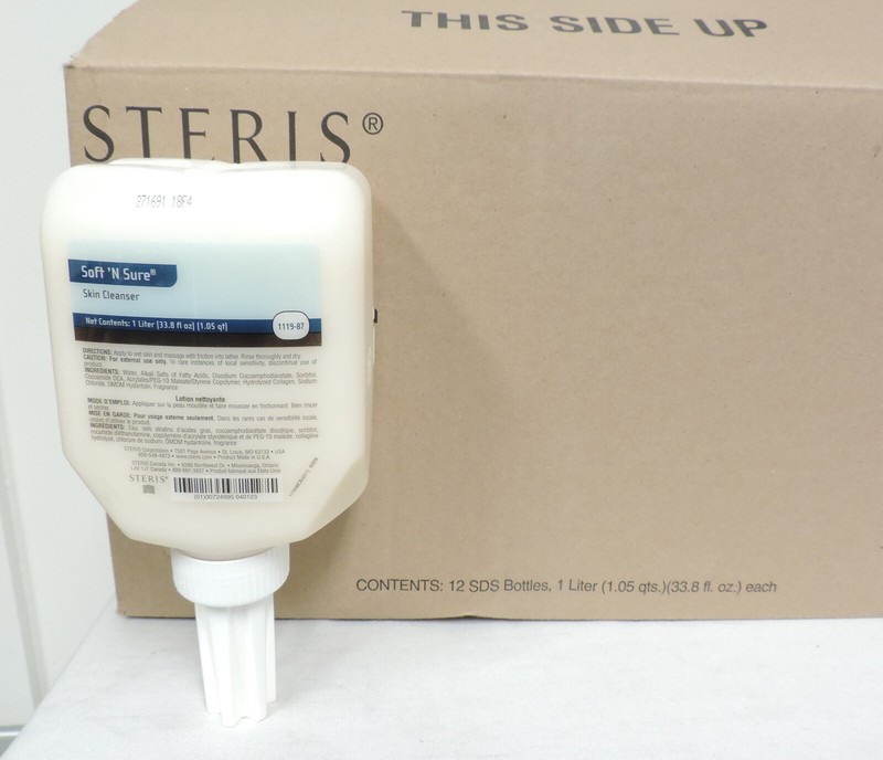 Steris Soft N Sure Skin Cleanser Soap Dispenser Refill Bottle 1119-87 Box of 12