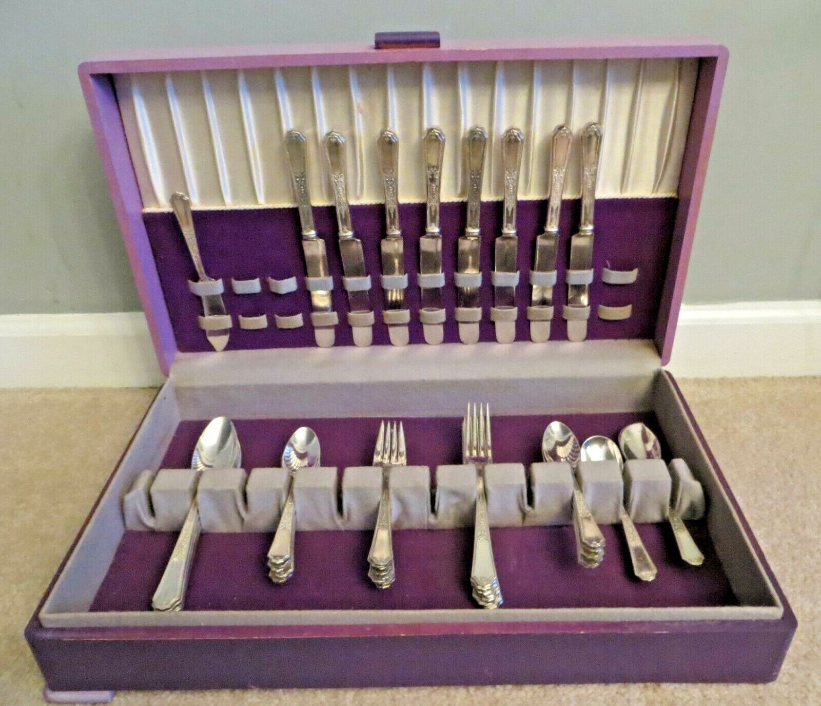 45 pc Set Ancestral Pattern Silver-plated Flatware 1947