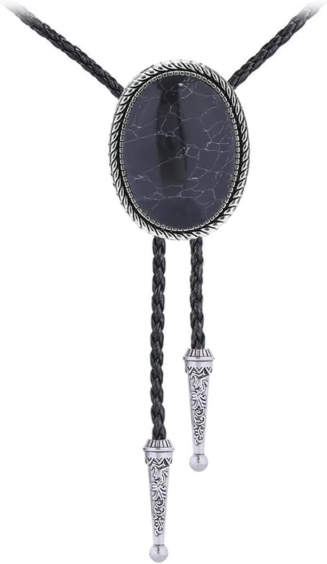 Bolo Tie for Men Women Western Cowboy Turquoise Leather Necktie | Natural Stone