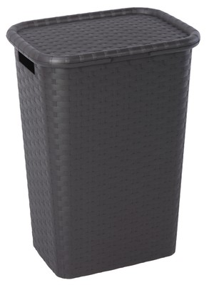 Wäschebox in Flechtoptik 65l - Wäschekorb Wäschesammler Standwäschekorb Rattan
