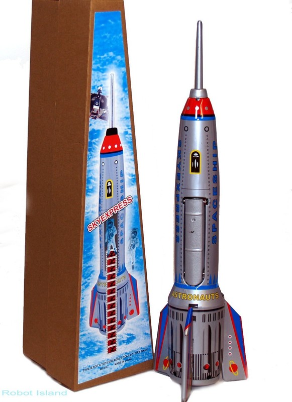 Alexander Taron Tin Toy Rocket Ship Space Toy Spring Activated