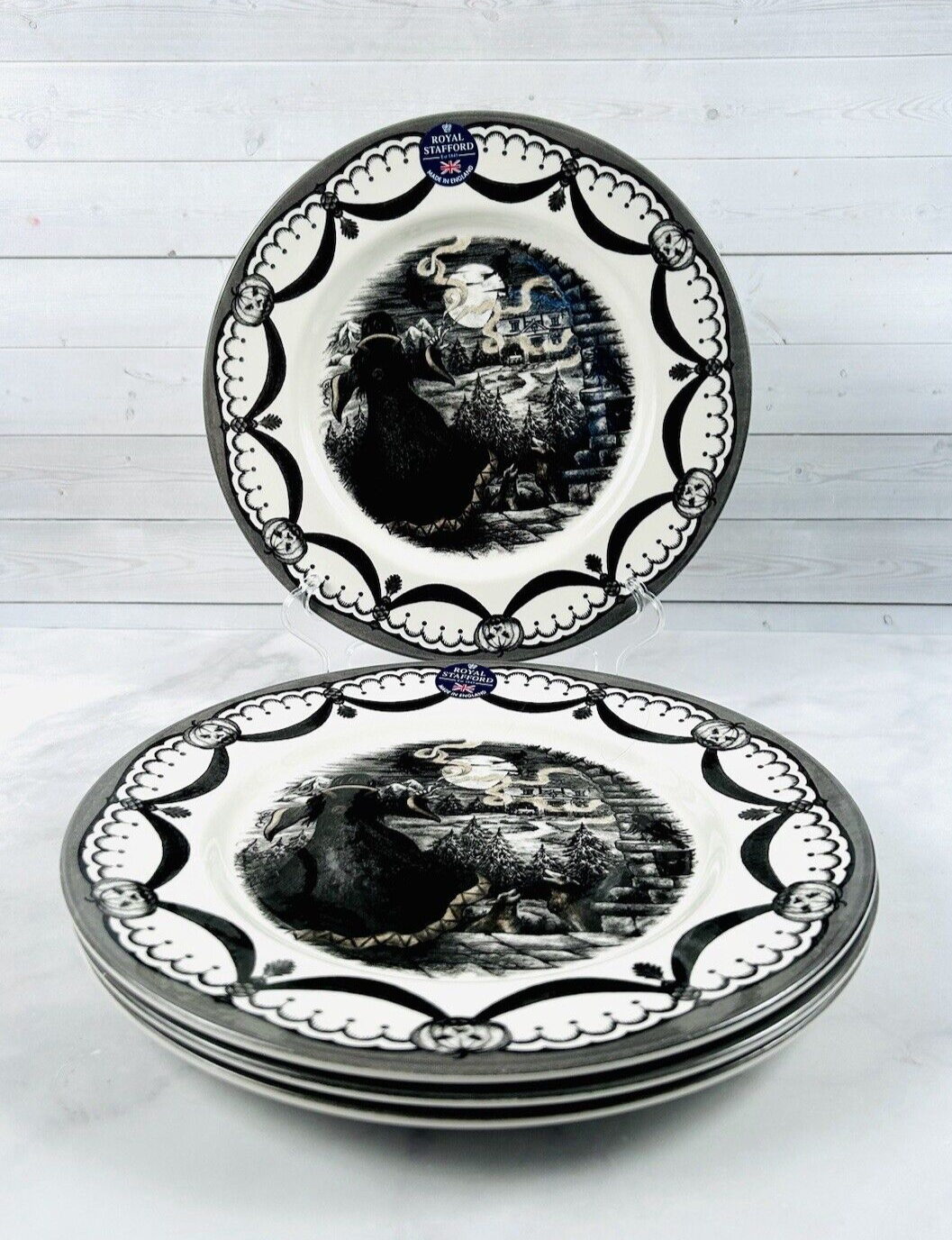 Halloween Royal Stafford The Guardian Witch Dinner Plates Set Of 4