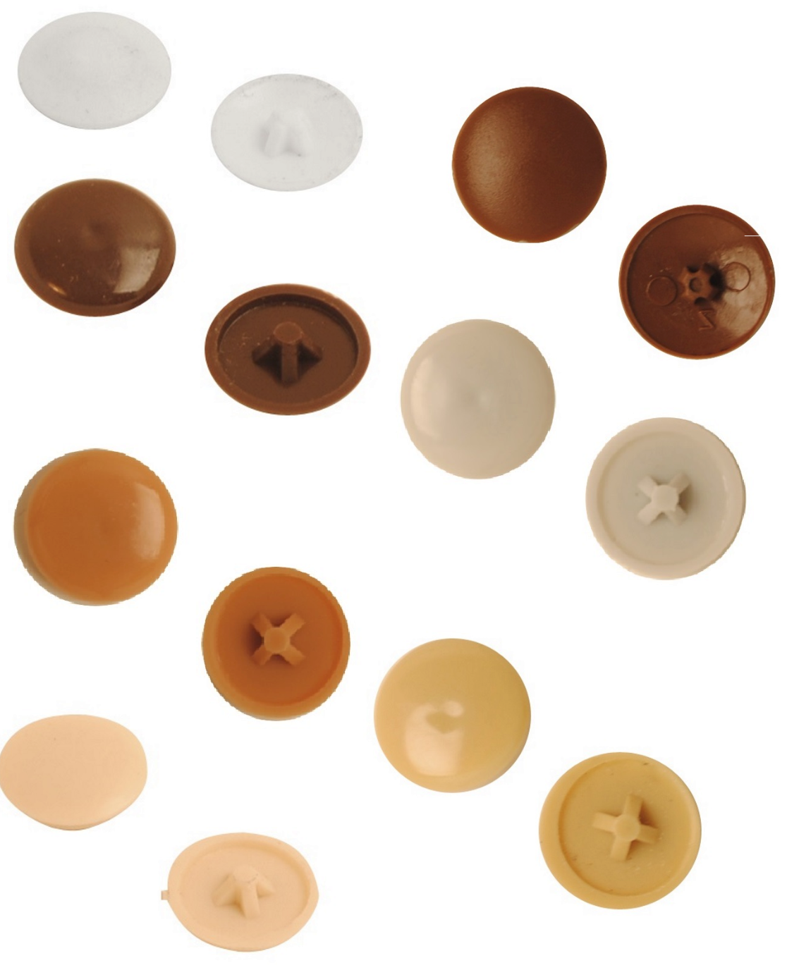 Plastic Pozi Screw Cap Covers Push Fit 6g or 8g Screws White, Beige