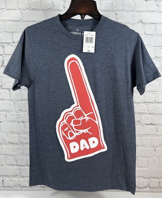 Ripple Junction Men's Navy #1 DAD Crew Neck Graphic Finger T-Shirt Small NWT