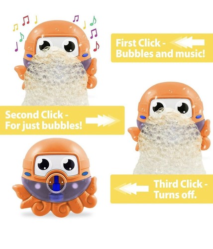 Chuchik Bubble Maker Machine Electric Orange Octopus Bubble Bath Toy Baby Kids