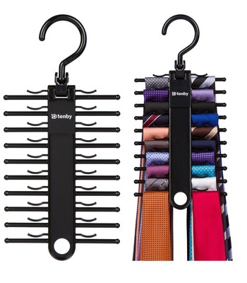 2pack Black Tie Rack Organizer Hanger Holder Affordable Ti.