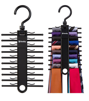 Tenby Living 2-Pack Black Tie Rack Organizer Hanger Holder - Affordable Storage