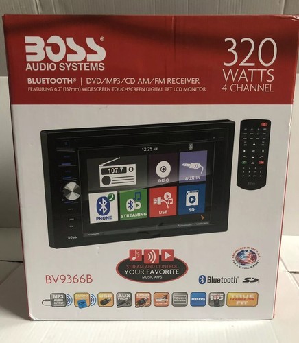 BOSS Audio Systems BV9366B 6.2' Double-DIN In-Dash Touchscreen DVD Receiver