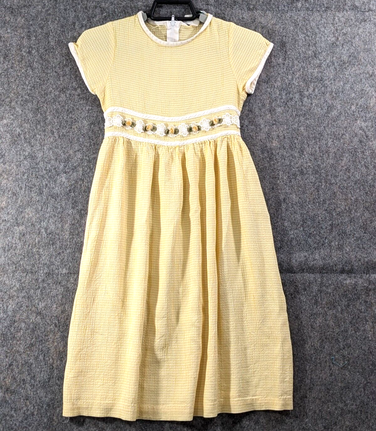 Vtg Rare Editions Girls Dress Child 4T Yellow White Check
