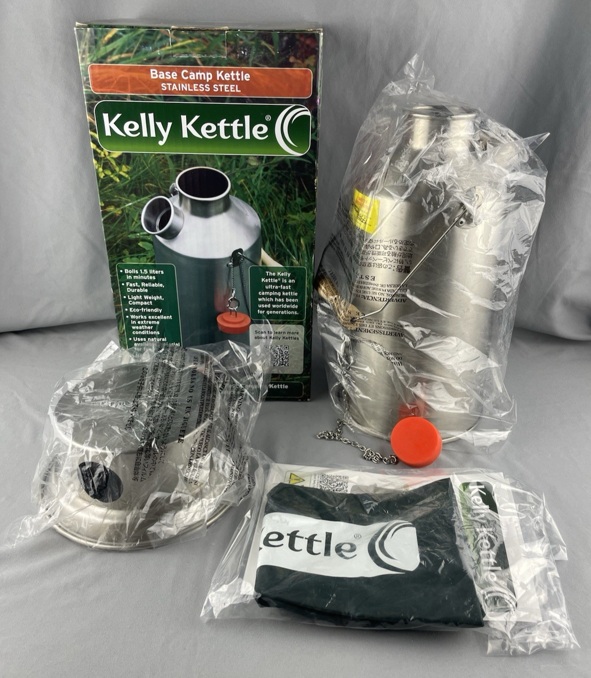 新品未使用Kelly Kettle Base Camp Kettle　1.5 L Kelly Kettle Base Camp Kettle 1.5 Liter Stainless Steel w