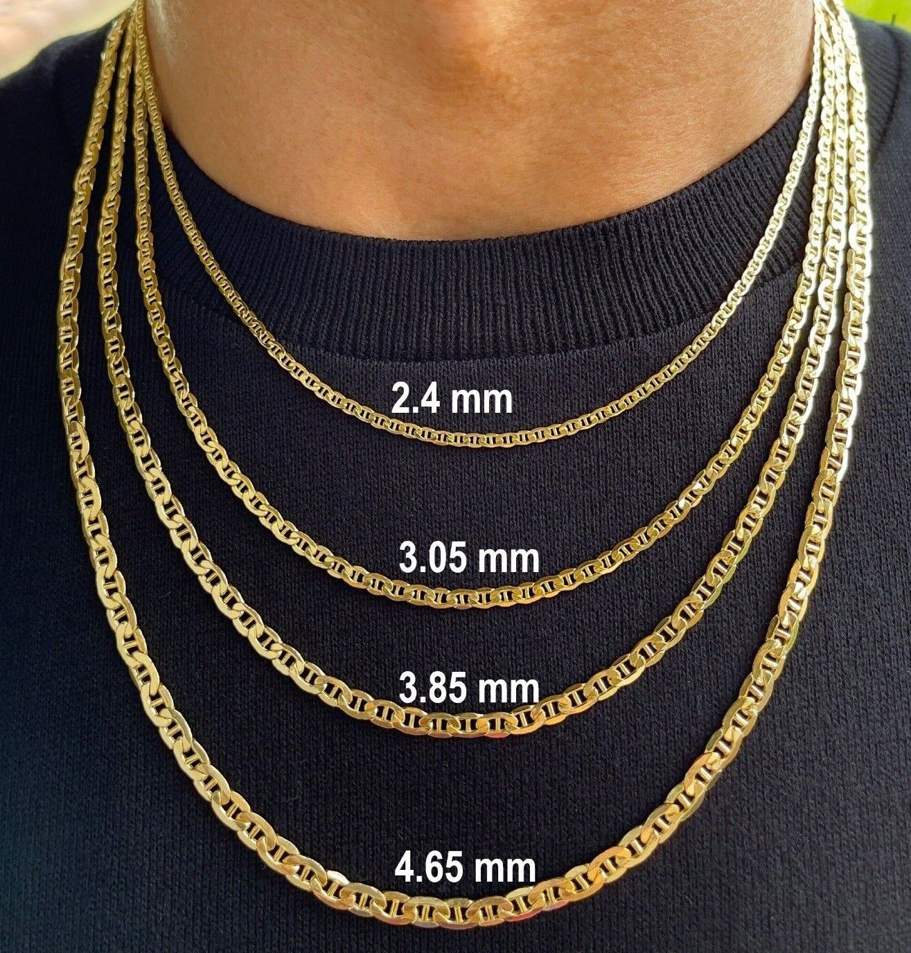 Flat Mariner Anchor Link Chain Necklace 1.9 - 4.65mm Men Flat Mariner Anchor Link Chain Necklace 1.9 - 4.65mm Men