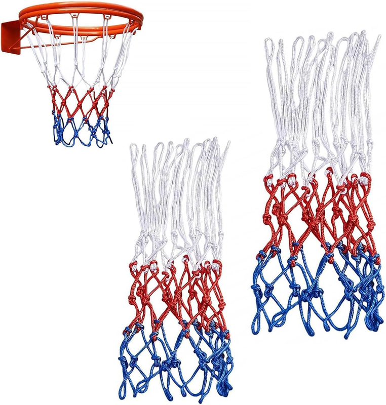2 PCS Heavy Duty 12-Loop Basketball Net Replacement - Nylon Braided Nets for Sta