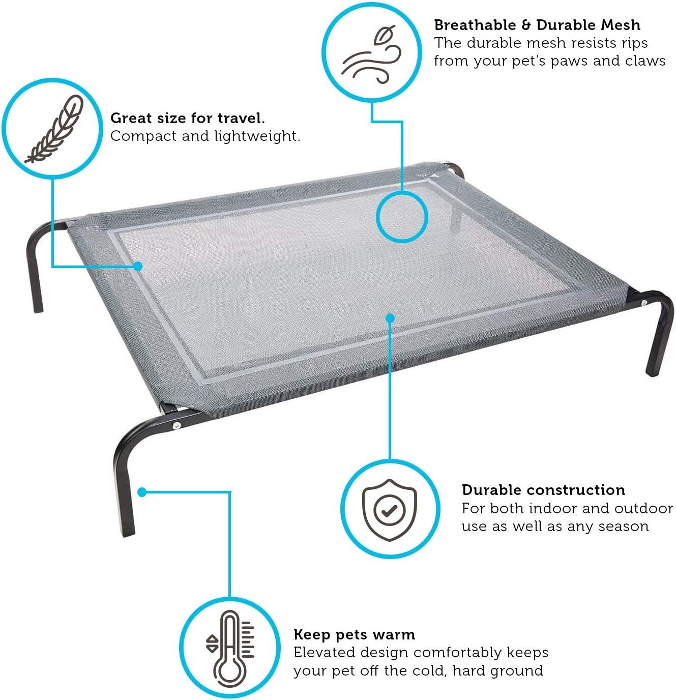 Portable Raised Pet Cot Platform Indoor Outdoor Cooling