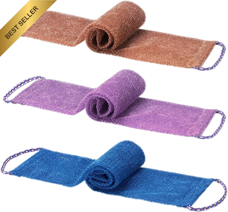 3 Pieces Body Scrubber Back Scrubber for Shower,Exfoliating Washcloth African Ne