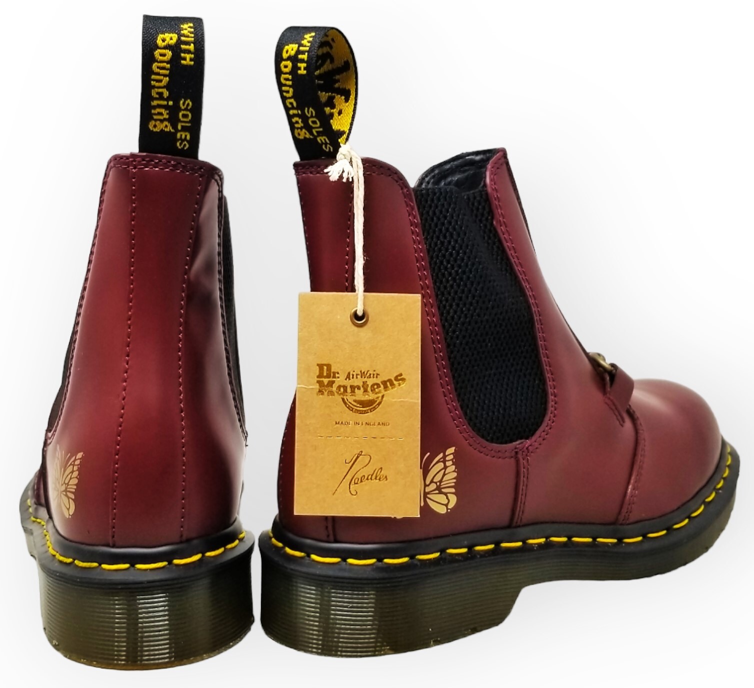 Pre-owned Dr. Martens' Dr. Martens X Needles 2976 Chelsea Boot - Cherry Red Smooth