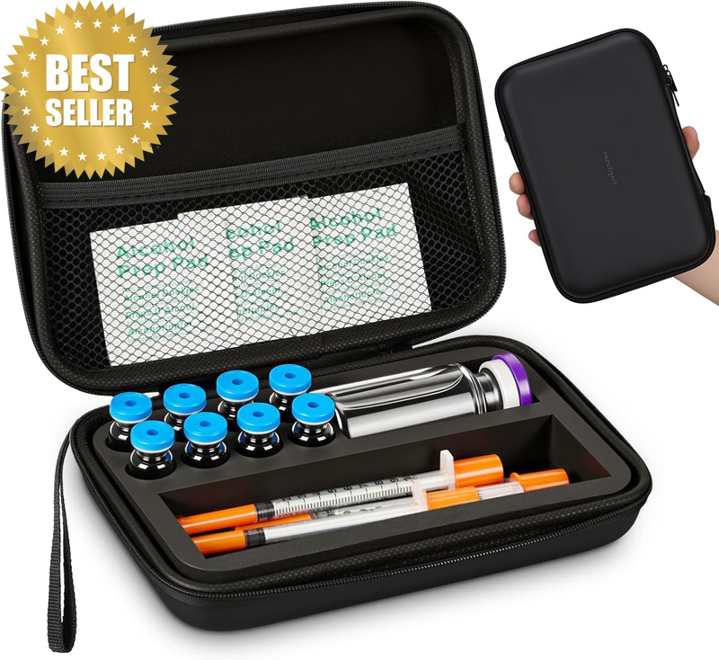 Peptide Case for Fridge,Fits 8X3Ml+1X30Ml Vial Storage Case Portable Insulin Via