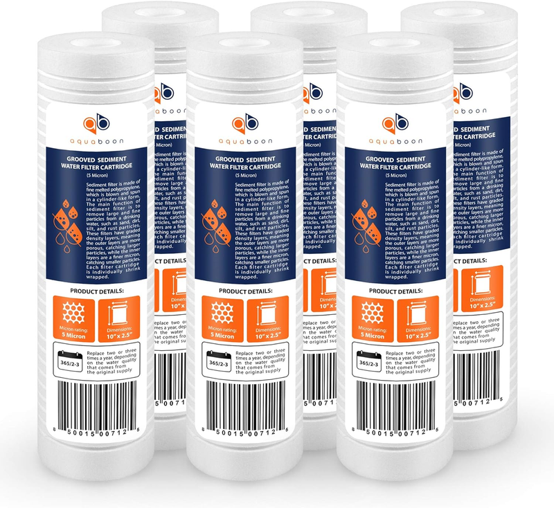 Whole House 5 Micron 10 x 2.5 PP Grooved Sediment Water Filter Cartridge Replace
