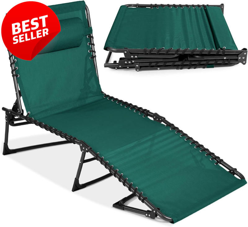 Patio Chaise Lounge Chair Folding Recliner 8 Positions 300lb Green - US