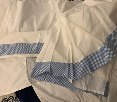 Pottery Barn Crib Skirt Gingham Blue White Check Cotton Dust Ruffle