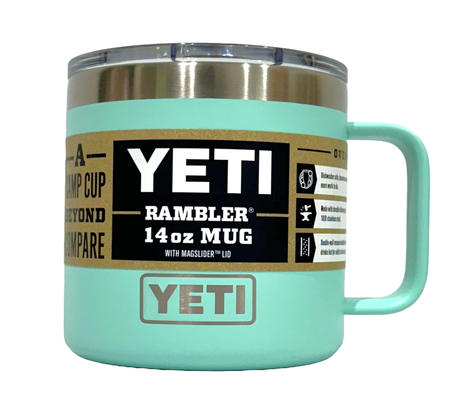 YETI Rambler 14 унций Дорожная кружка из нержавеющей стали с крышкой MagSlider - Морская пена